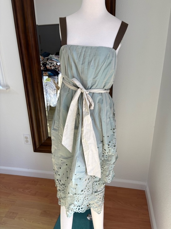Hoss Intropia Dresses & Skirts - Sleeveless Mint Green Midi Dress with Contrast Straps and Tie Waist